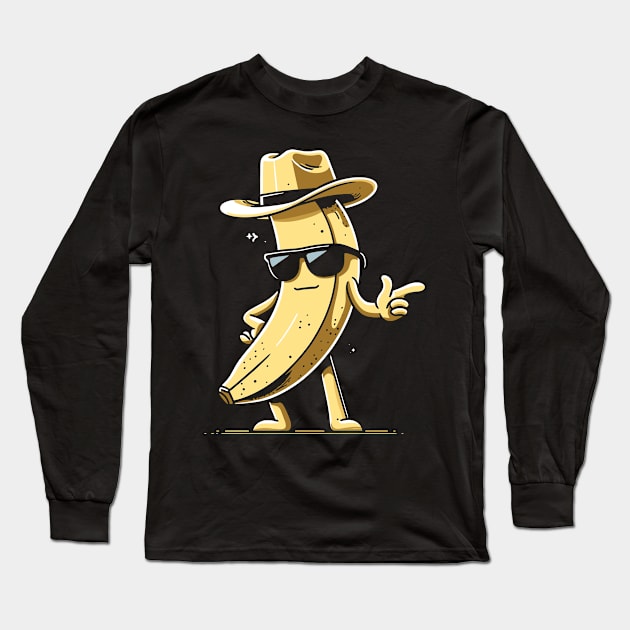 Banana Cowboy Cowgirl Country Western Novelty Funny Banana Long Sleeve T-Shirt by KsuAnn